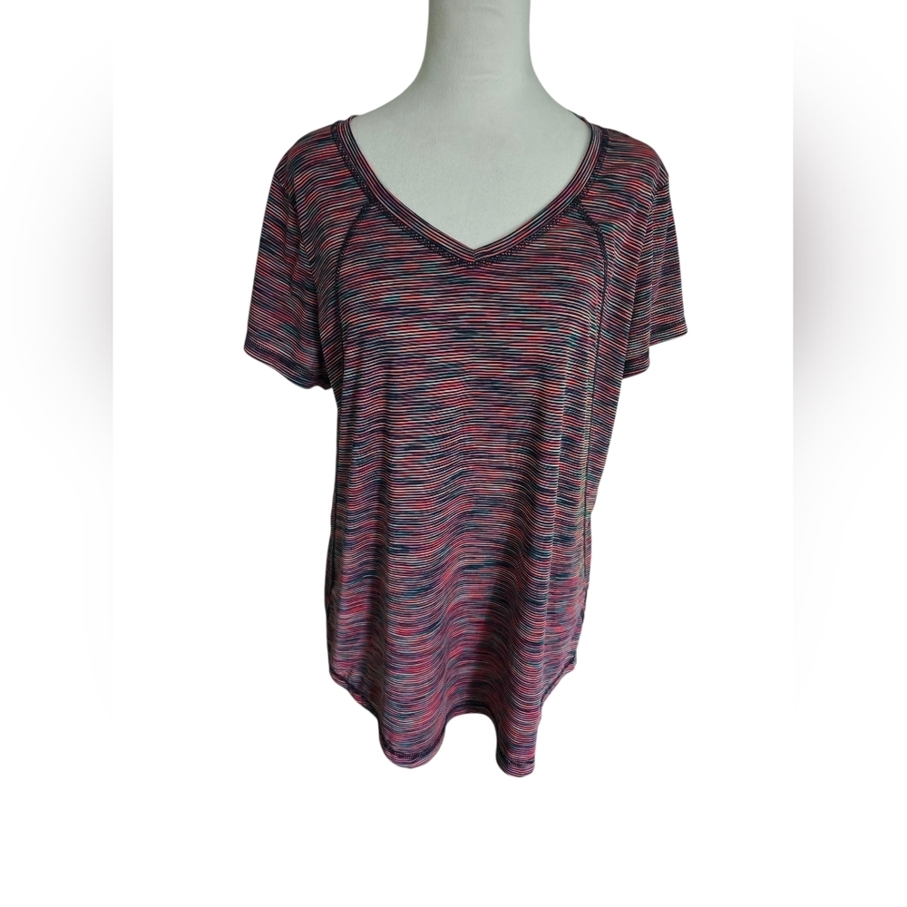 Xersion Women's V-Neck Short Sleeve Polyester Semi Fit Short Sleeve Size XL - Picture 2 of 8